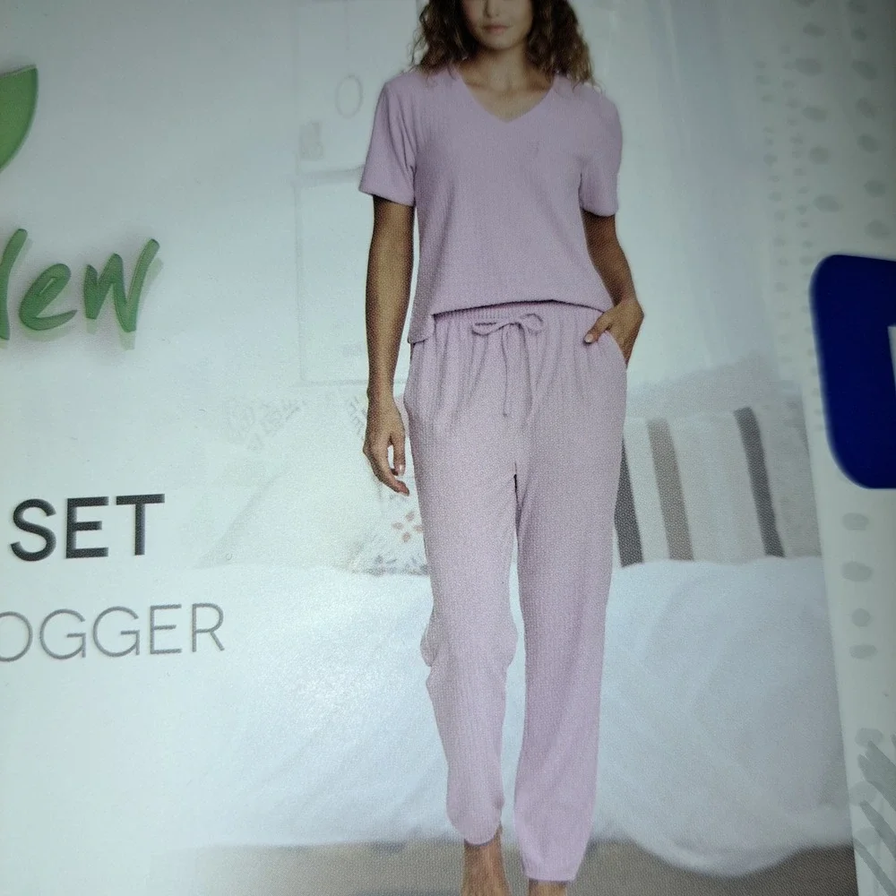Honeydew Womens Lounge Set L Lilac NWT 3pc Tee Short Jogger 1736-266